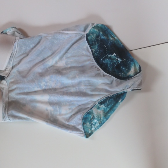 TORRID blue & white  "Blue Ocean" corset swimsuit, sz 0 / 12 (sold out) slimming - Picture 11 of 16